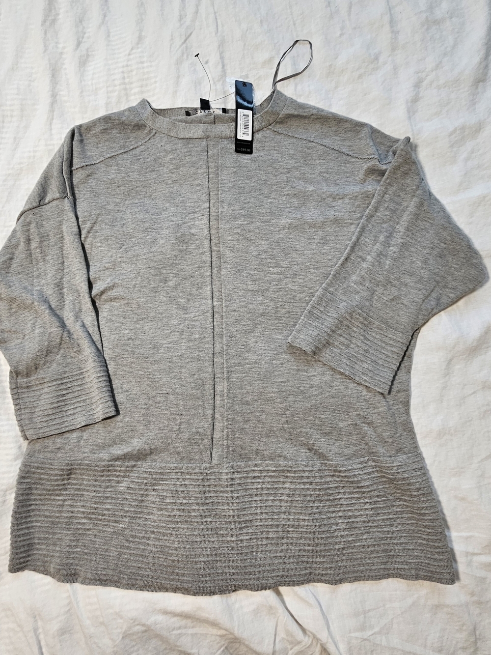 Cysus Grey Ribbed Hem Lightweight Sweater Size 1X
